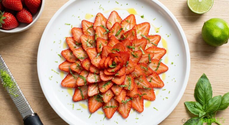 Carpaccio de fraises au basilic et citron vert