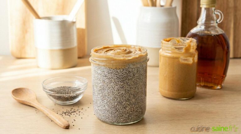 Recette de chia pudding au lait de noisette et beurre de cacahuète