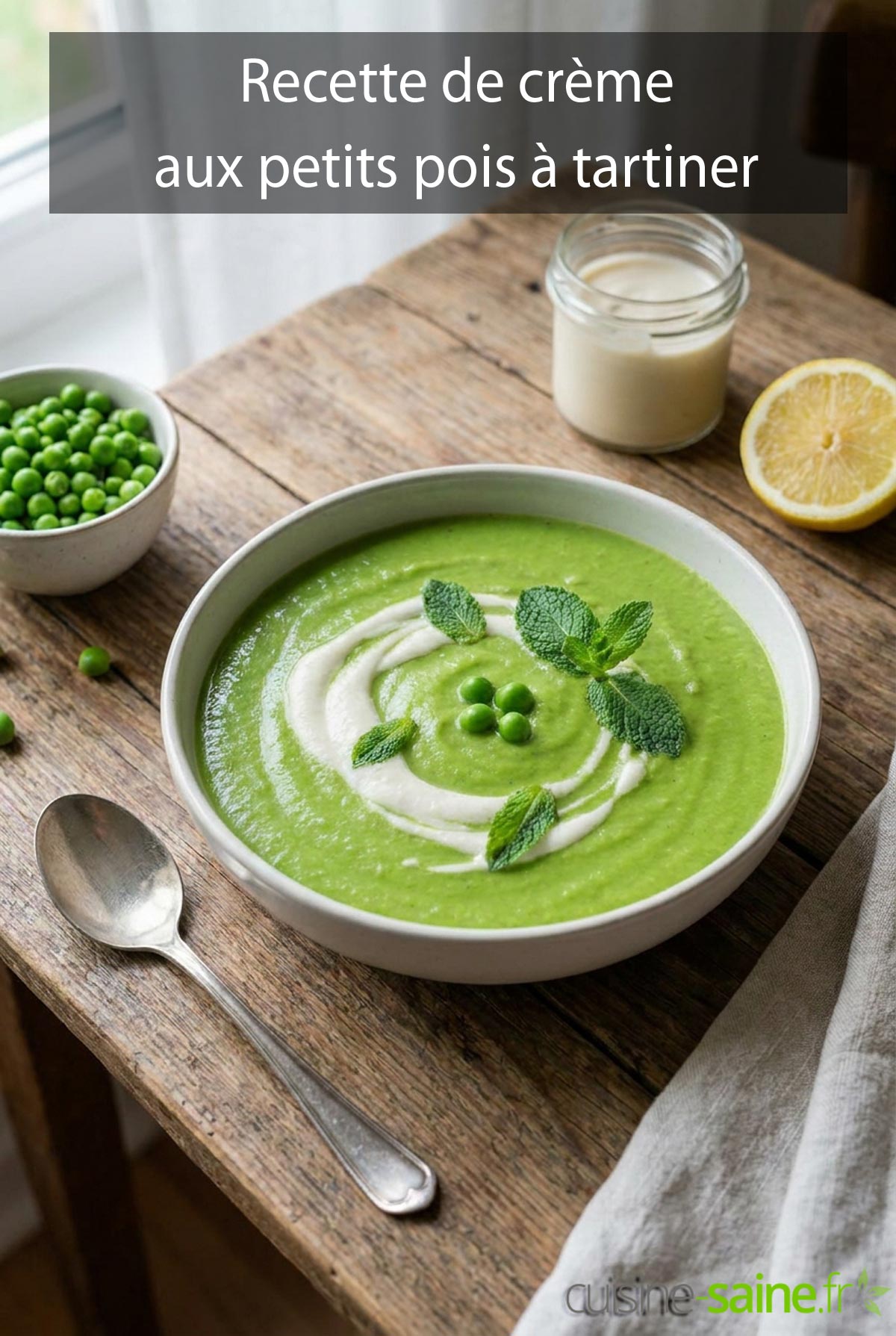 Recette de crème aux petits pois à tartiner