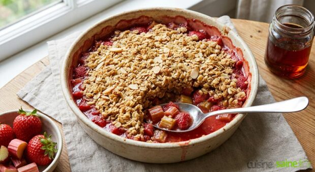 Crumble fraise et rhubarbe sans gluten et vegan