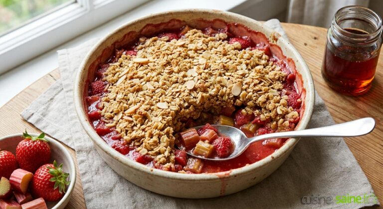 Crumble fraise et rhubarbe sans gluten et vegan
