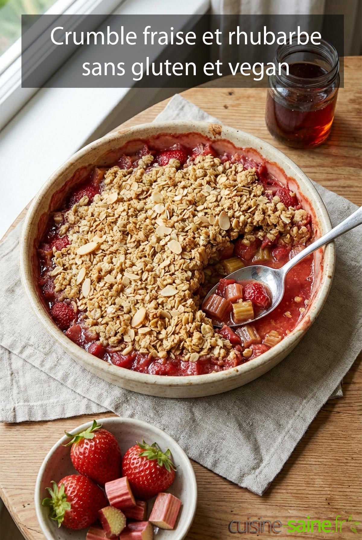 Crumble fraise et rhubarbe sans gluten et vegan