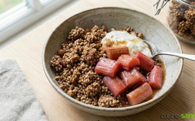 Granola maison croustillant au sarrasin et rhubarbe