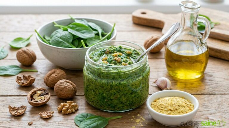 Recette de pesto d'épinards et noix vegan