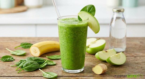 Smoothie vert glow aux épinards et pomme