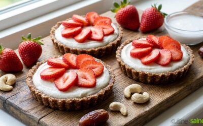 Tartelettes crues aux fraises et crème de cajou