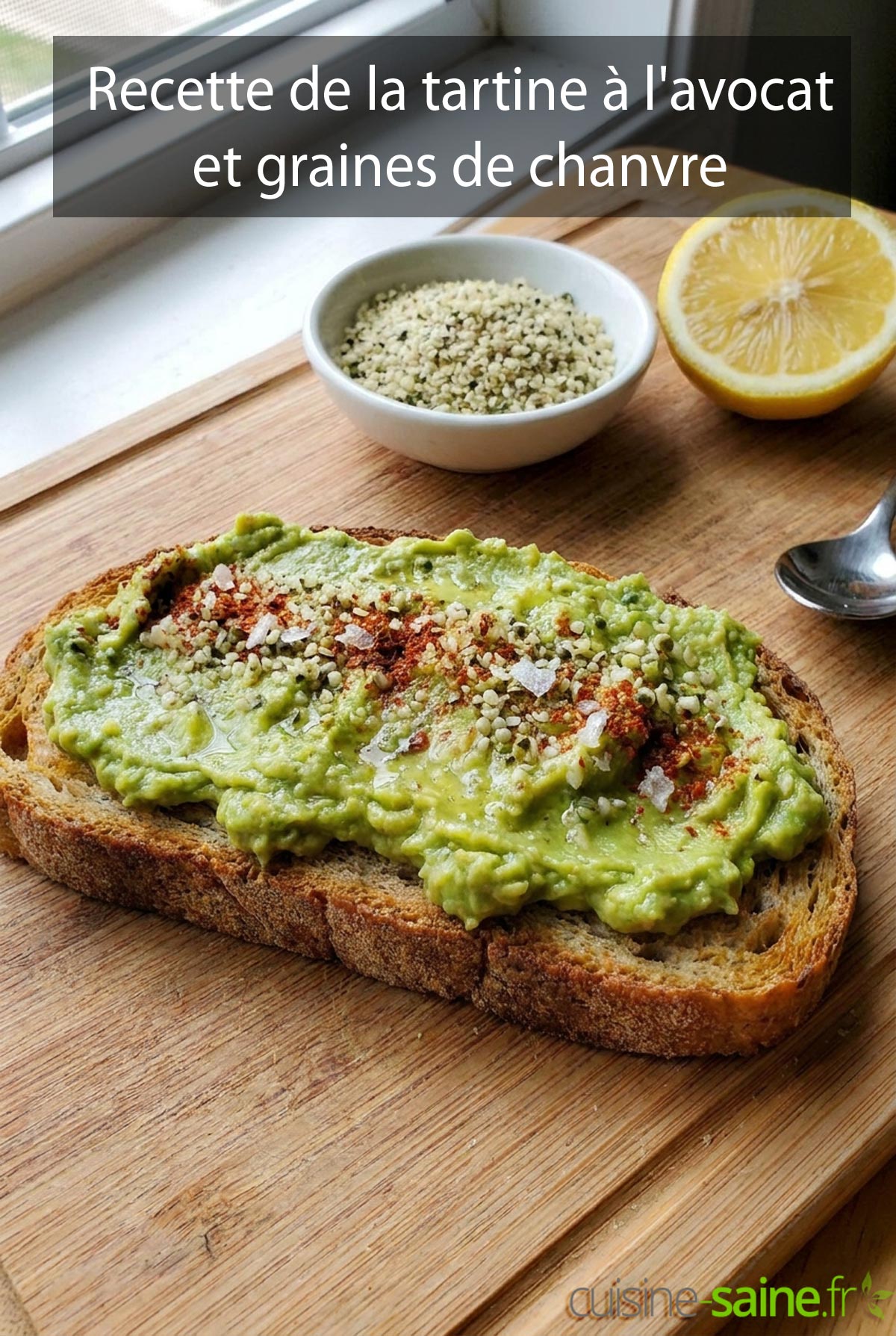 Recette de la tartine à l'avocat et graines de chanvre