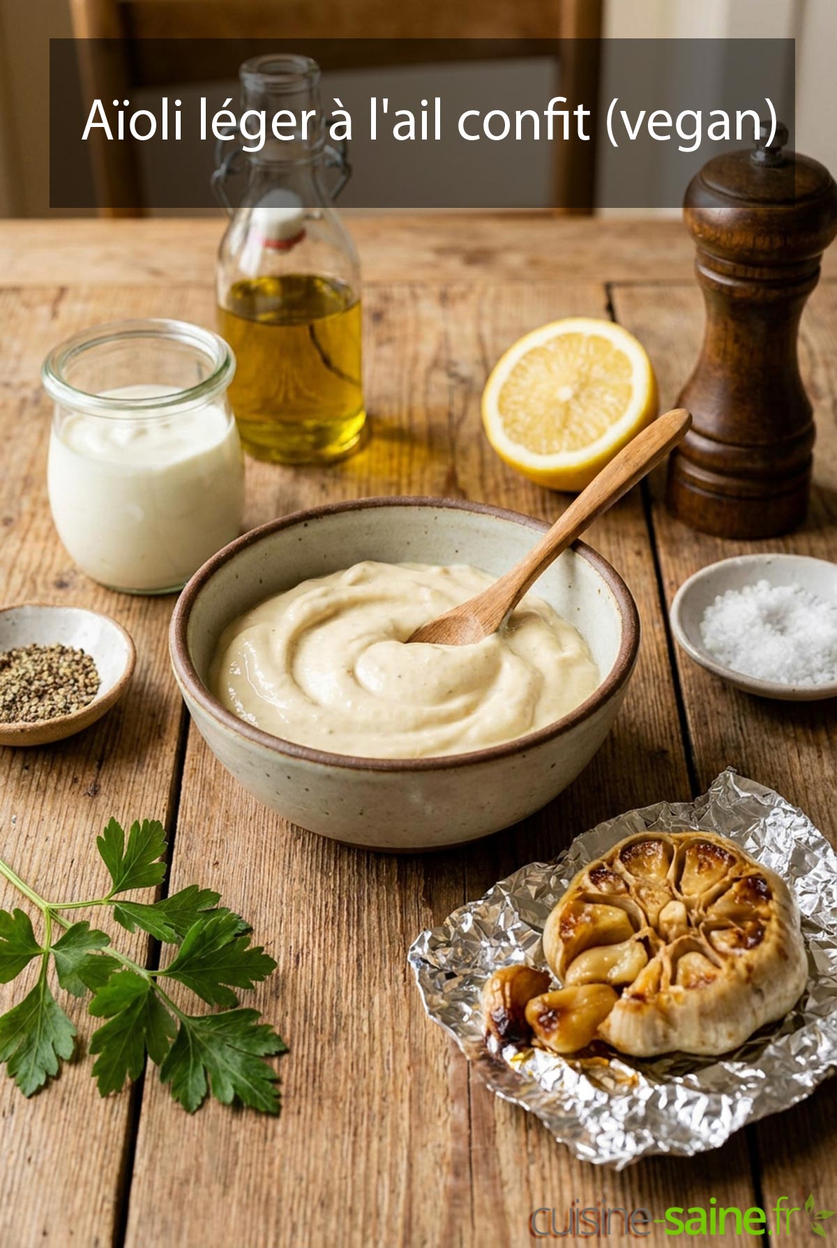 recette d'aïoli léger et onctueux grâce à l'ail confit