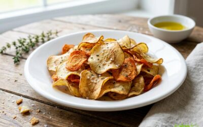 Chips de légumes racines au four : panais et carottes croustillants