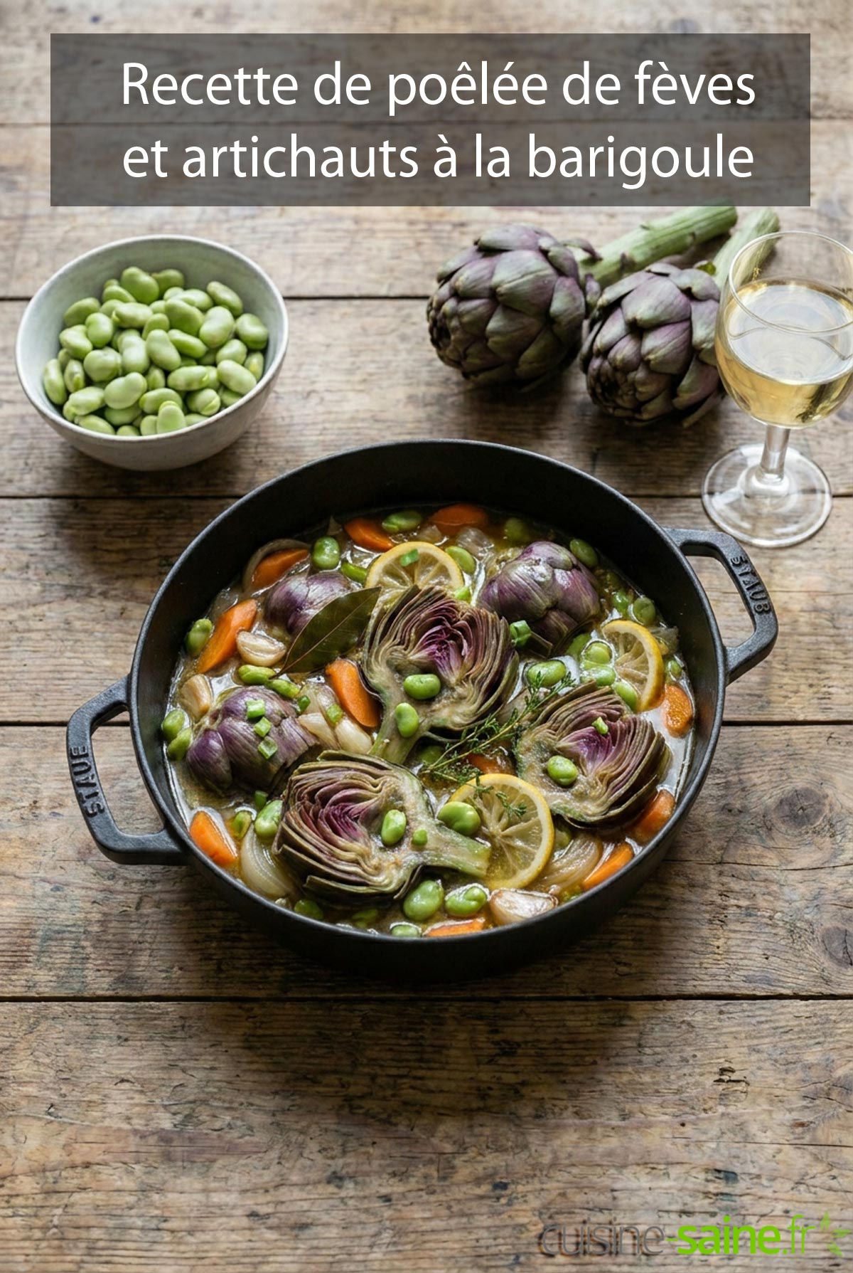 Recette de poêlée de fèves et artichauts à la barigoule