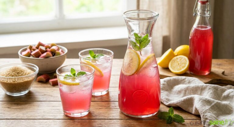 Limonade de rhubarbe maison bien fraîche