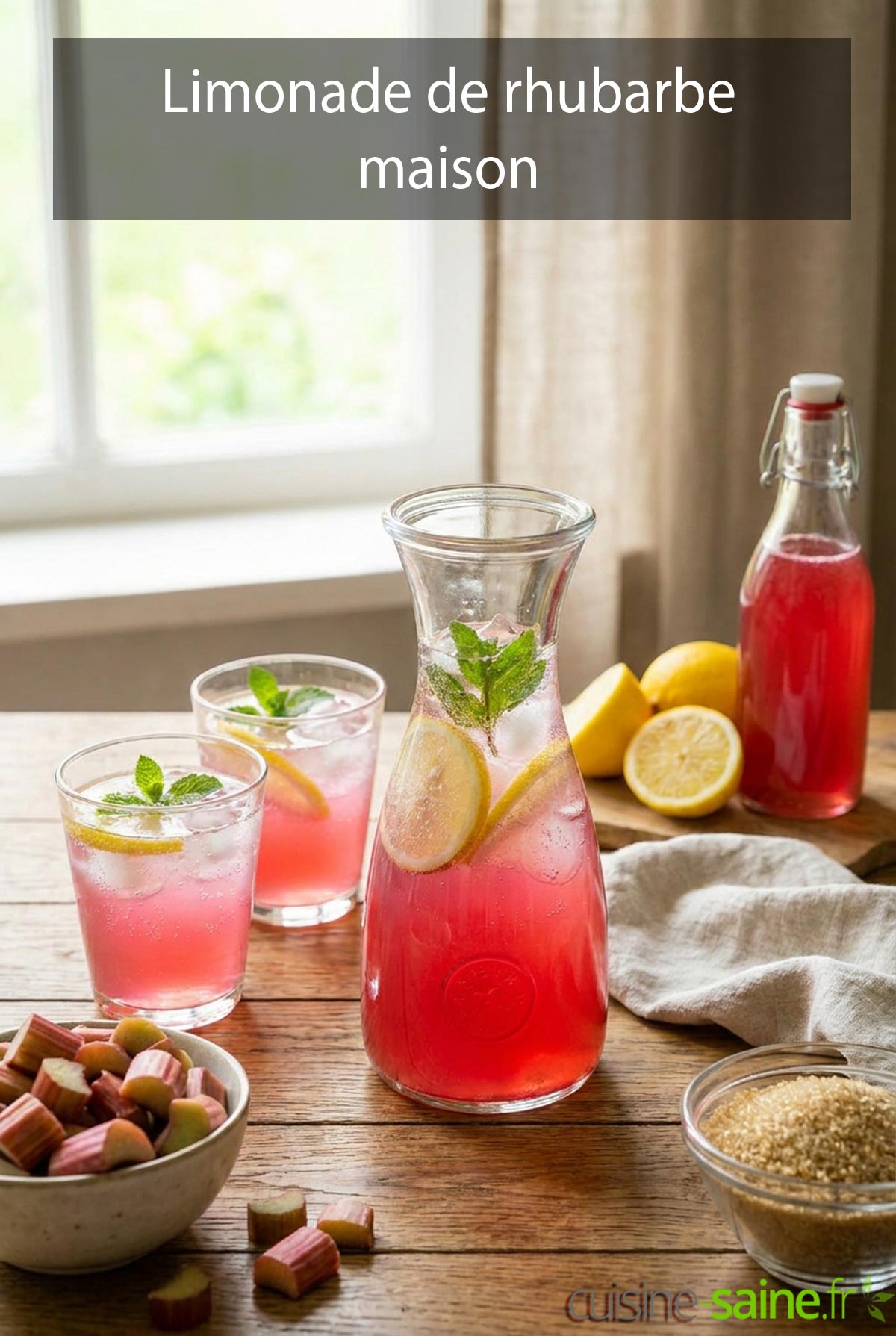 Limonade de rhubarbe maison bien fraîche