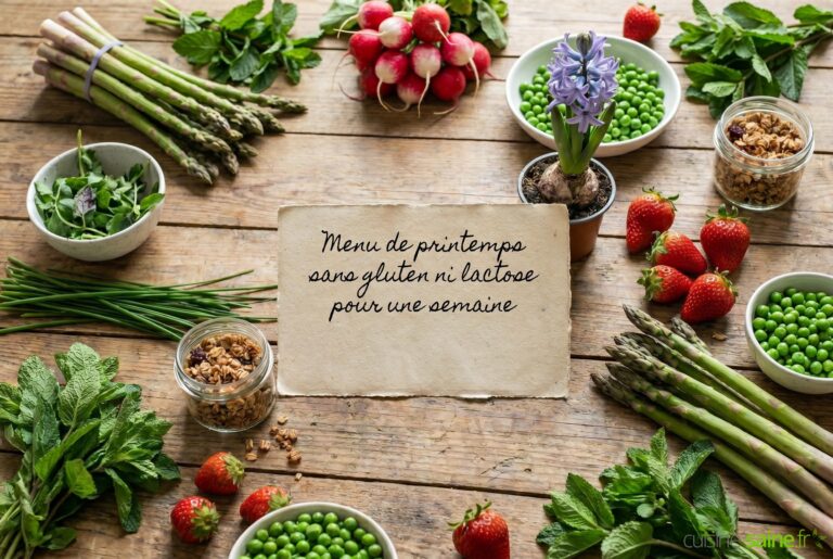 Menu de printemps sans gluten ni lactose pour une semaine