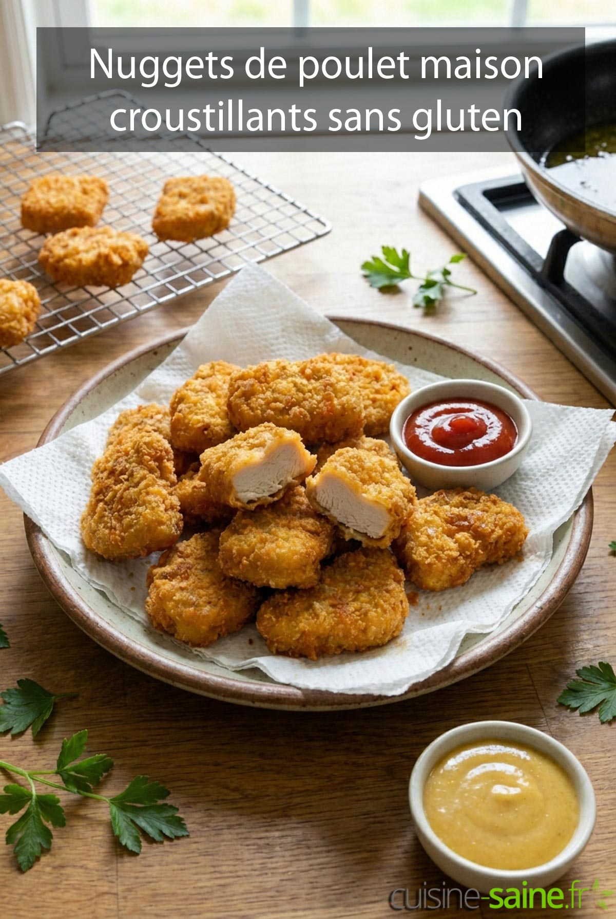 Des nuggets de poulet maison dorés et croustillants prêts à être dégustés