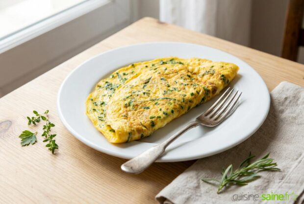 Omelette aux herbes fraîches : persil, ciboulette et curcuma