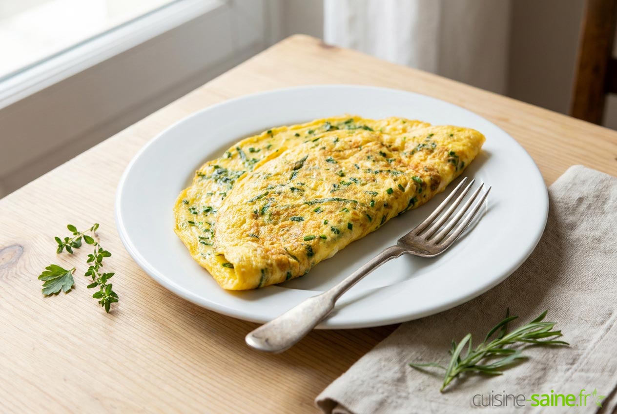 Omelette aux herbes fraîches : persil, ciboulette et curcuma