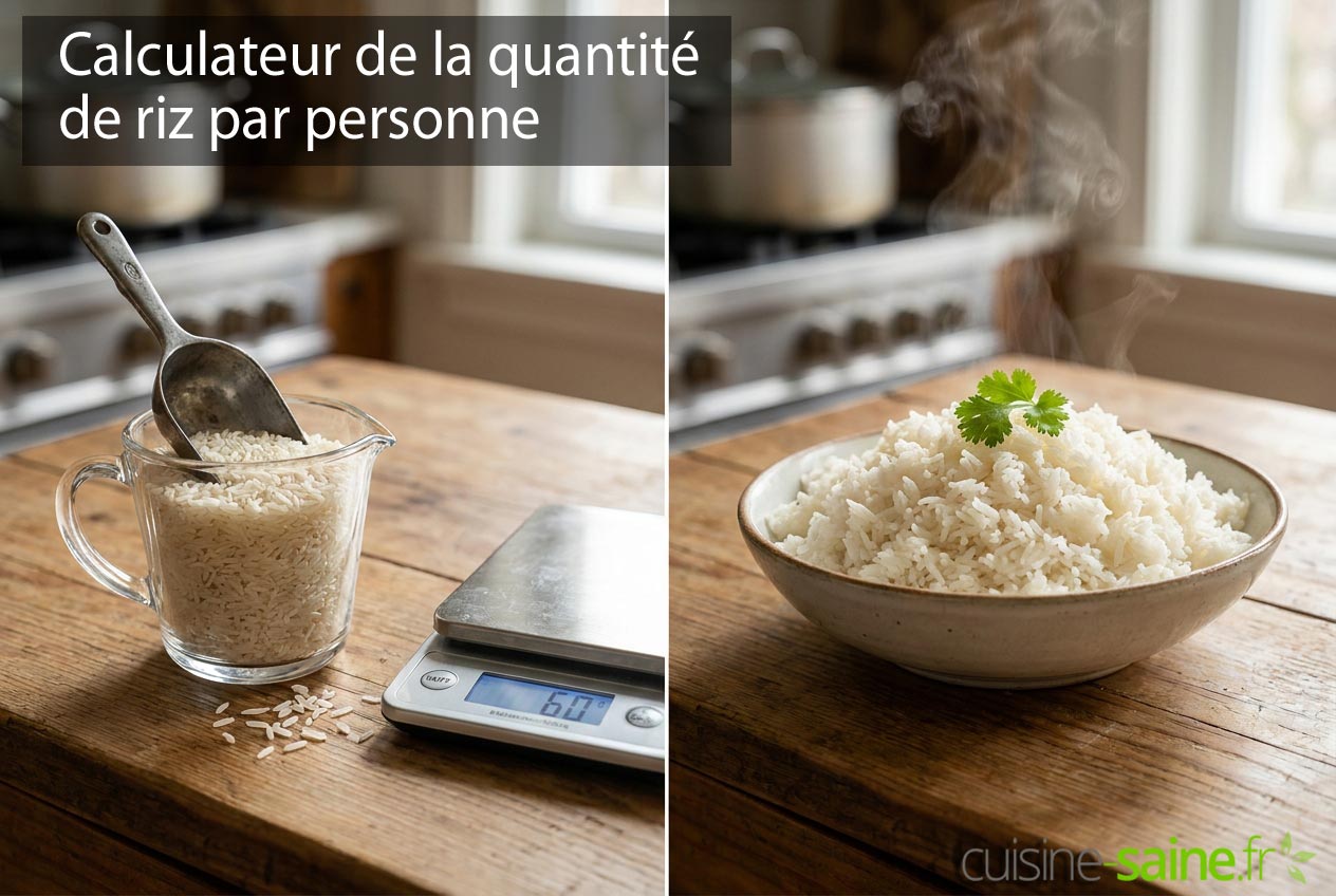 Quantité de riz par personne + calculateur