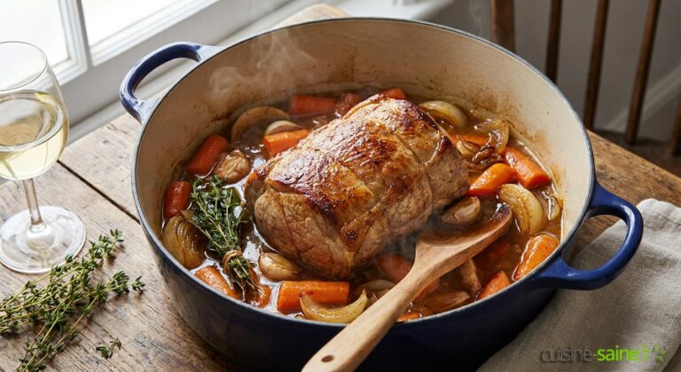Rôti de veau en cocotte aux carottes fondantes