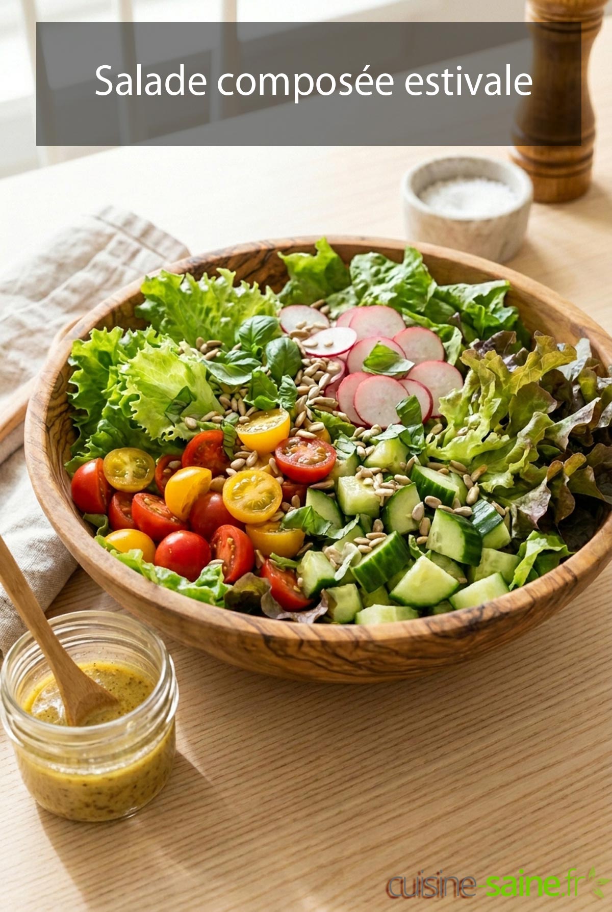 Une salade verte composée colorée et fraîche pour l'été