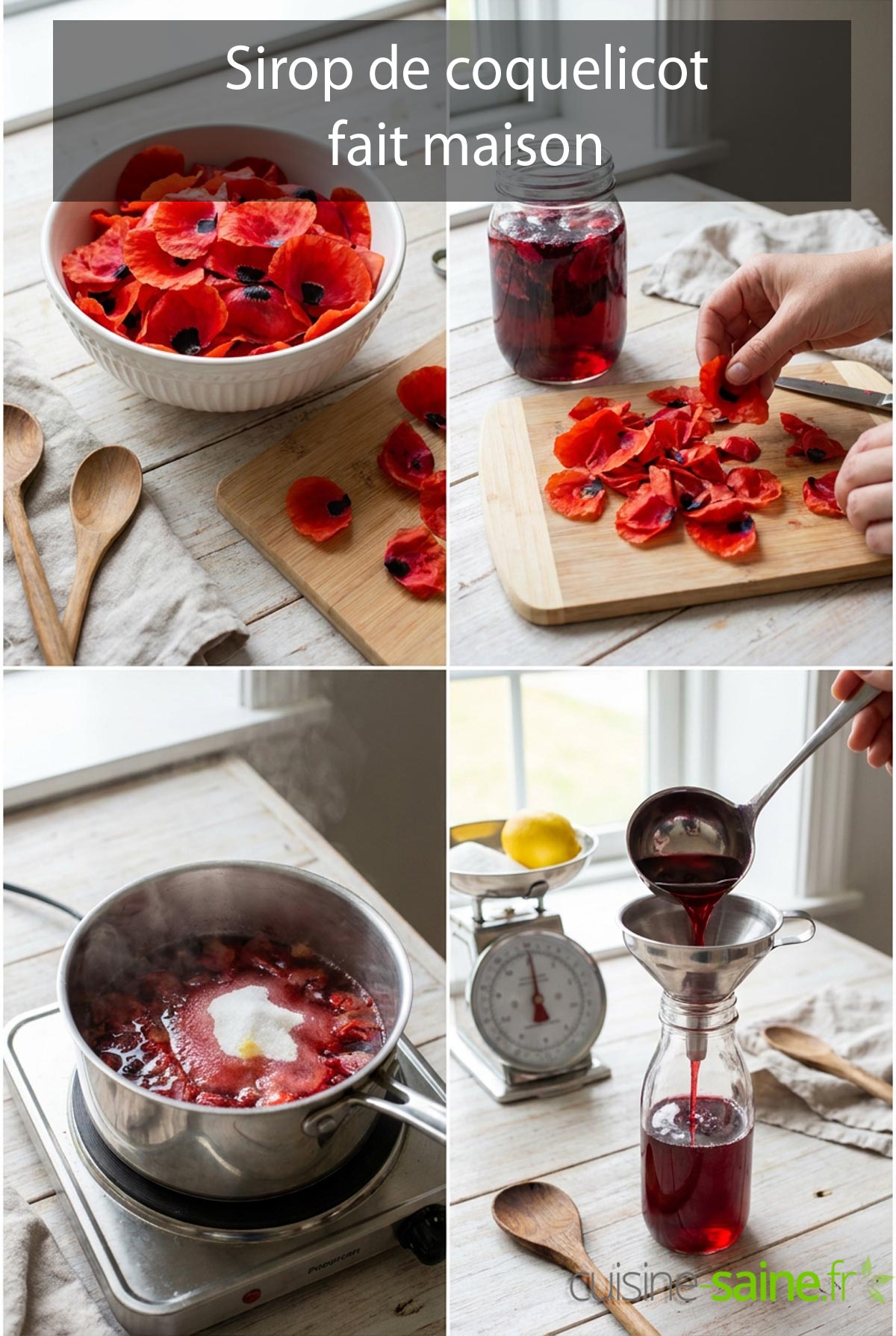 Un sirop de coquelicot maison à la couleur éclatante