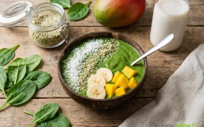 Smoothie bowl protéiné « Green Energy » : épinards, mangue et chanvre