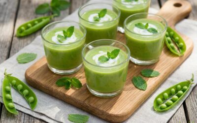 Velouté glacé de petits pois à la menthe fraîche
