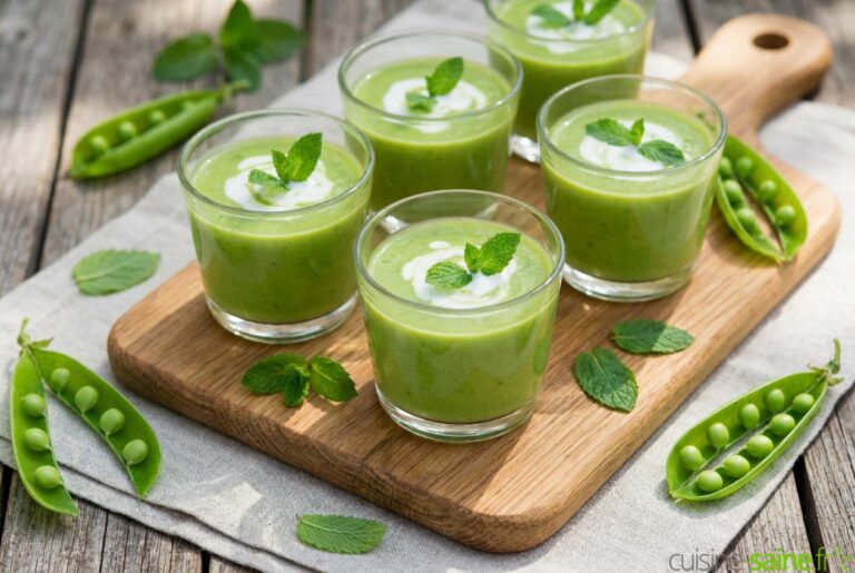 Velouté glacé de petits pois à la menthe fraîche