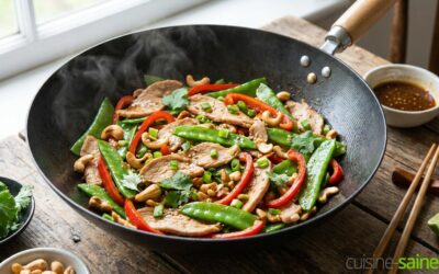 Recette de wok de dinde aux pois gourmands et noix de cajou