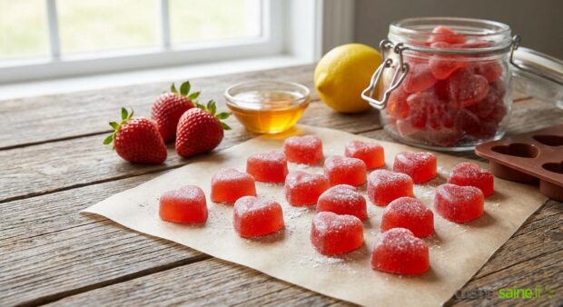 Bonbons maison gélifiés à la fraise