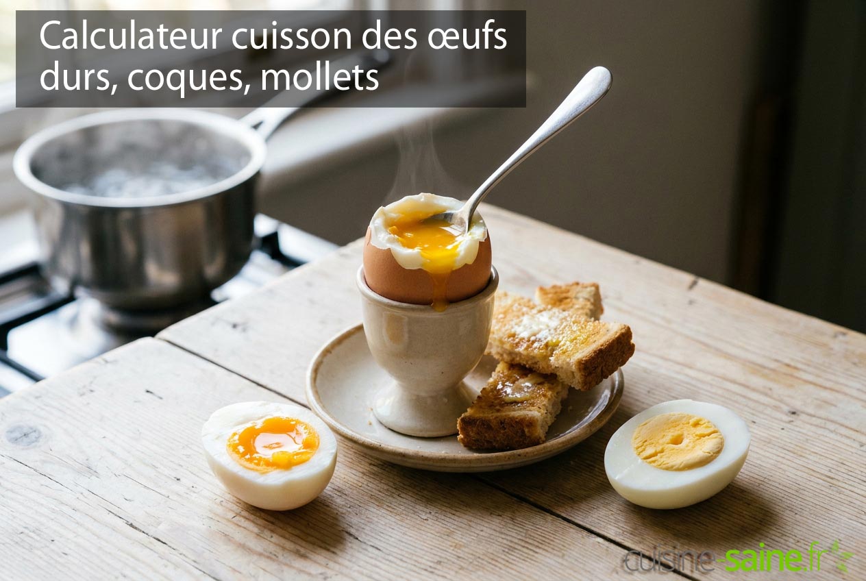 Cuisson des œufs durs, coques, mollets + calculateur
