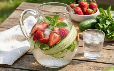 Eau détox fraise, concombre et menthe fraîche