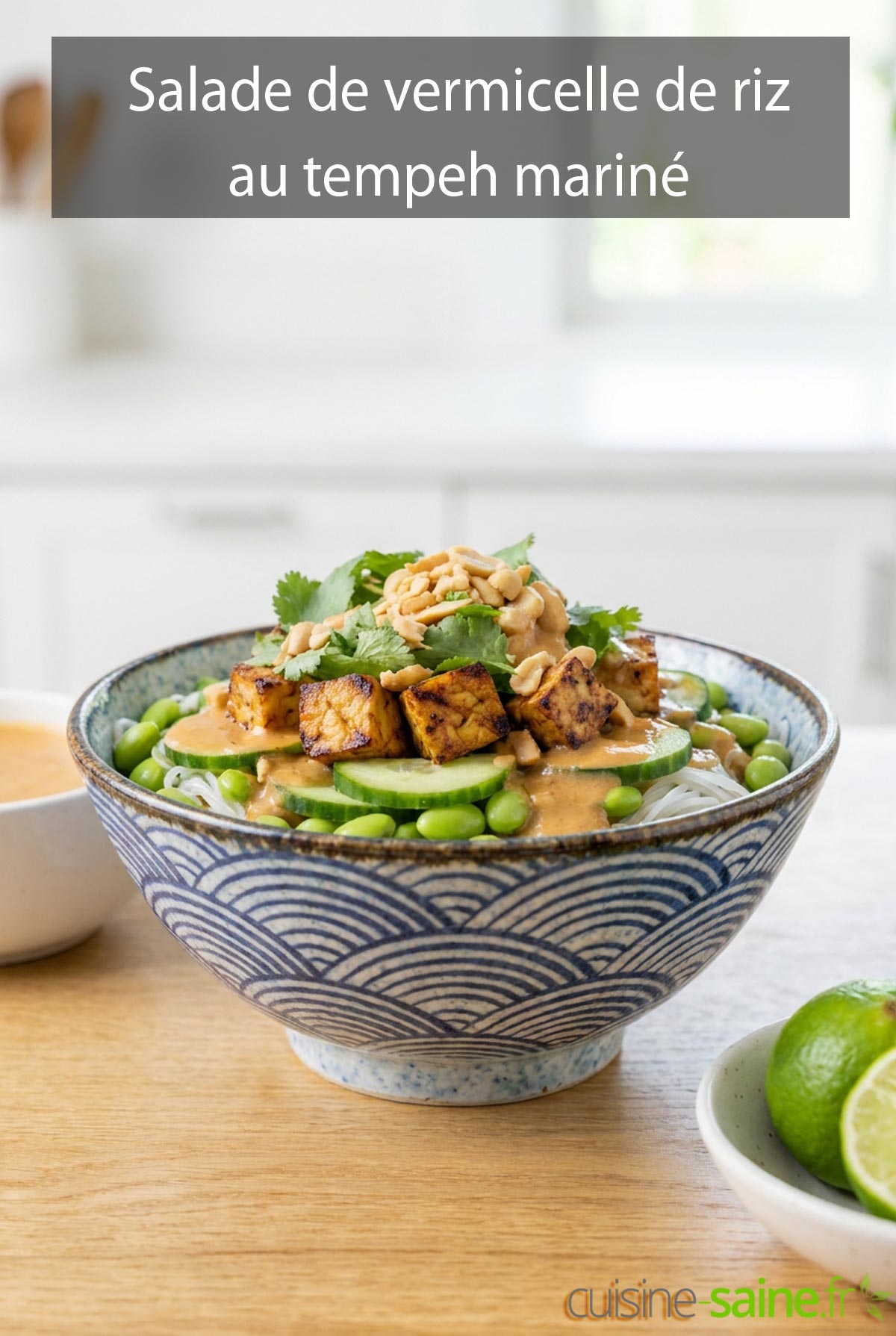 Salade de vermicelle de riz au tempeh mariné