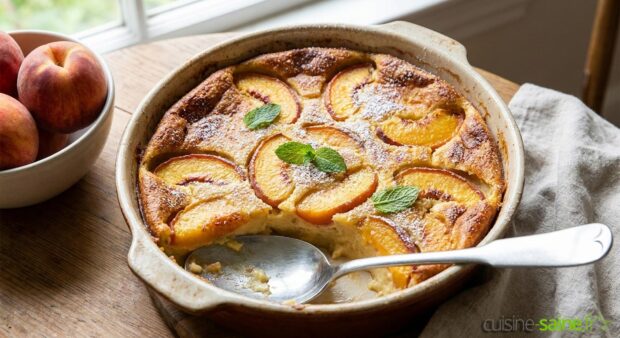 Clafoutis à la pêche sans gluten et sans lactose