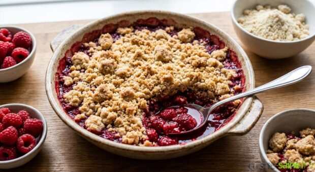 Crumble aux framboises sans gluten ni lactose