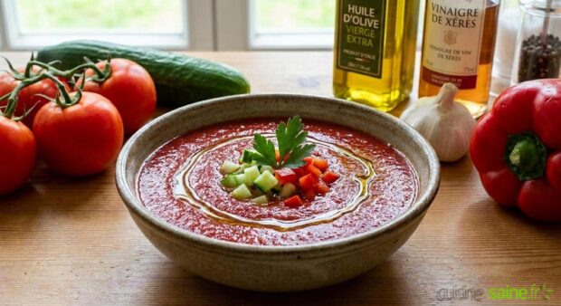 Gaspacho à la tomate et concombre