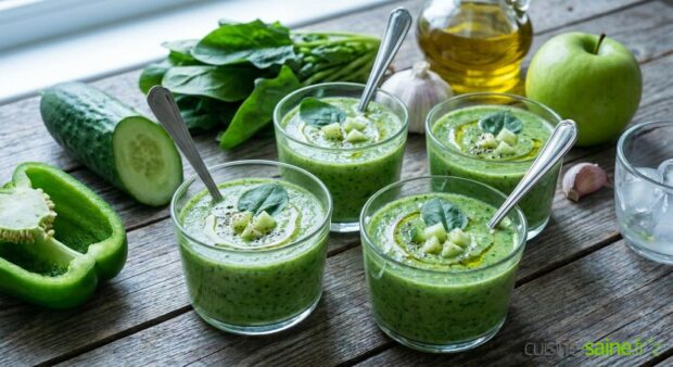 Gaspacho vert vitaminé au concombre et pomme