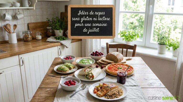 Idées de repas sans gluten ni lactose pour une semaine de juillet