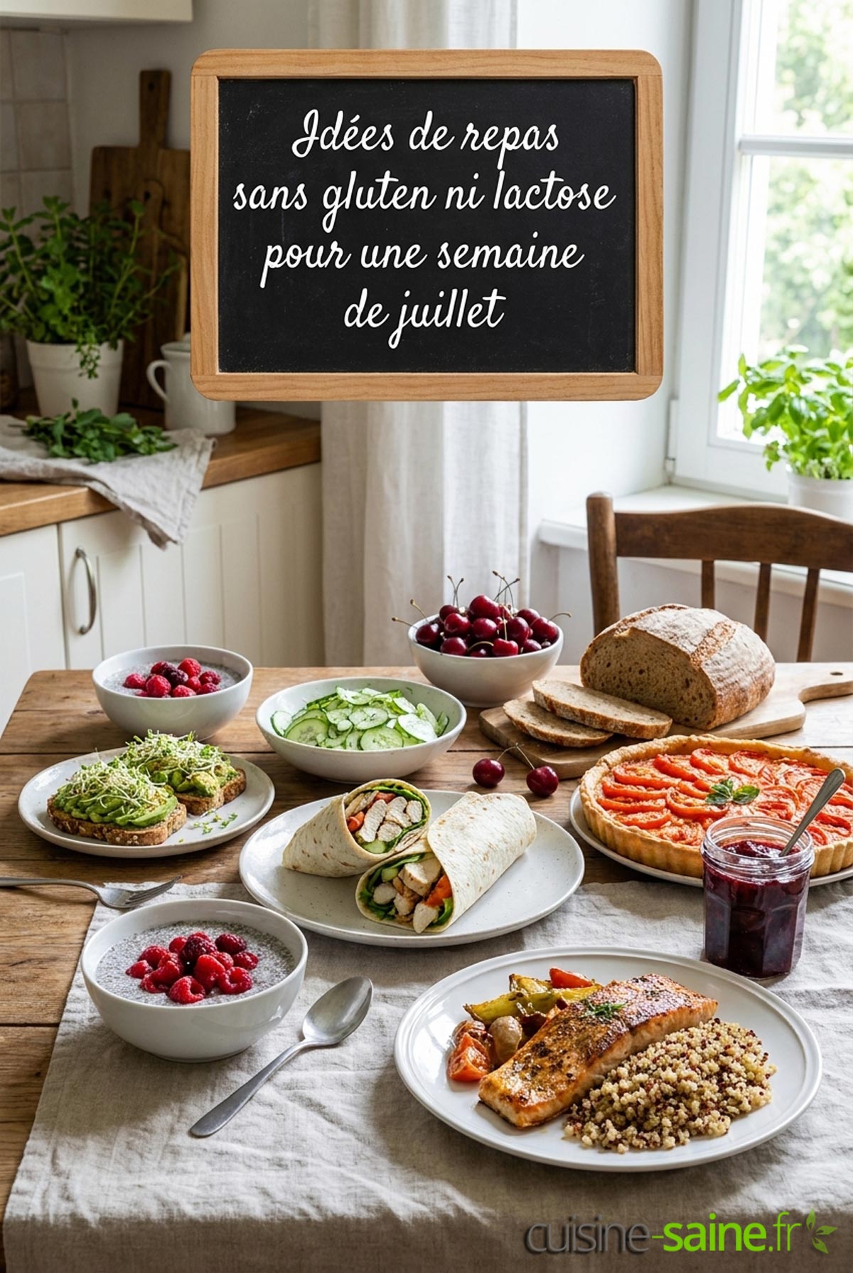 Idées de repas sans gluten ni lactose pour une semaine de juillet