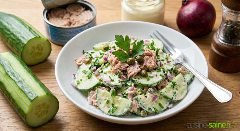Salade concombre et thon à la mayonnaise