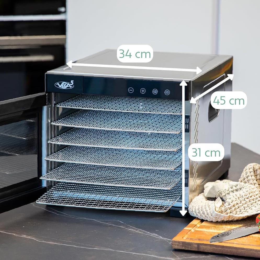 Déshydrateur VITA5 6 plateaux inox avec porte vitrée