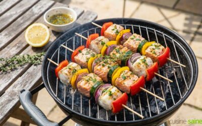 Brochettes de poisson mariné au barbecue
