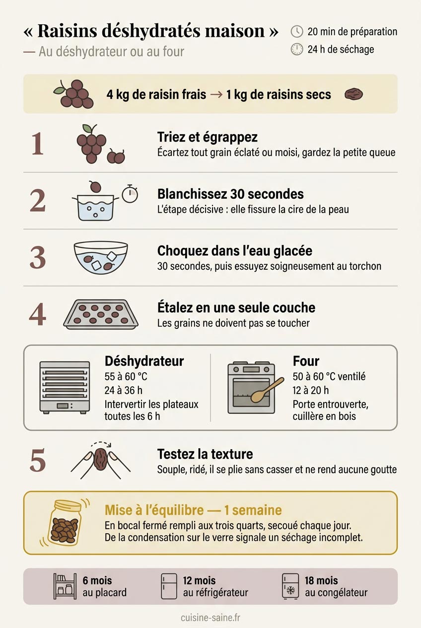 Comment faire des raisins déshydratés maison au déshydrateur ou au four