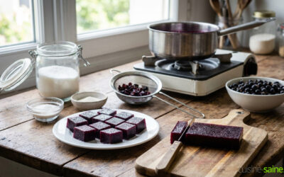 Pâte de fruits au cassis allégée en sucre