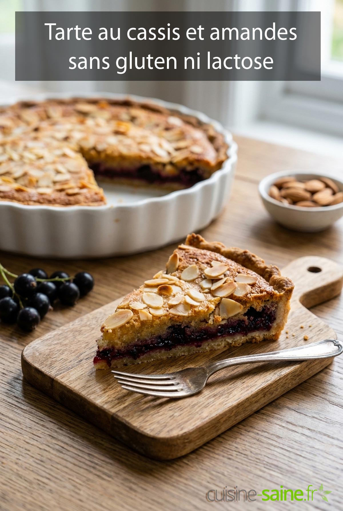 Recette de tarte au cassis et amandes sans gluten ni produit laitier
