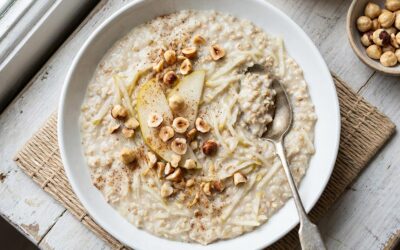Bircher sans gluten poire-noisette