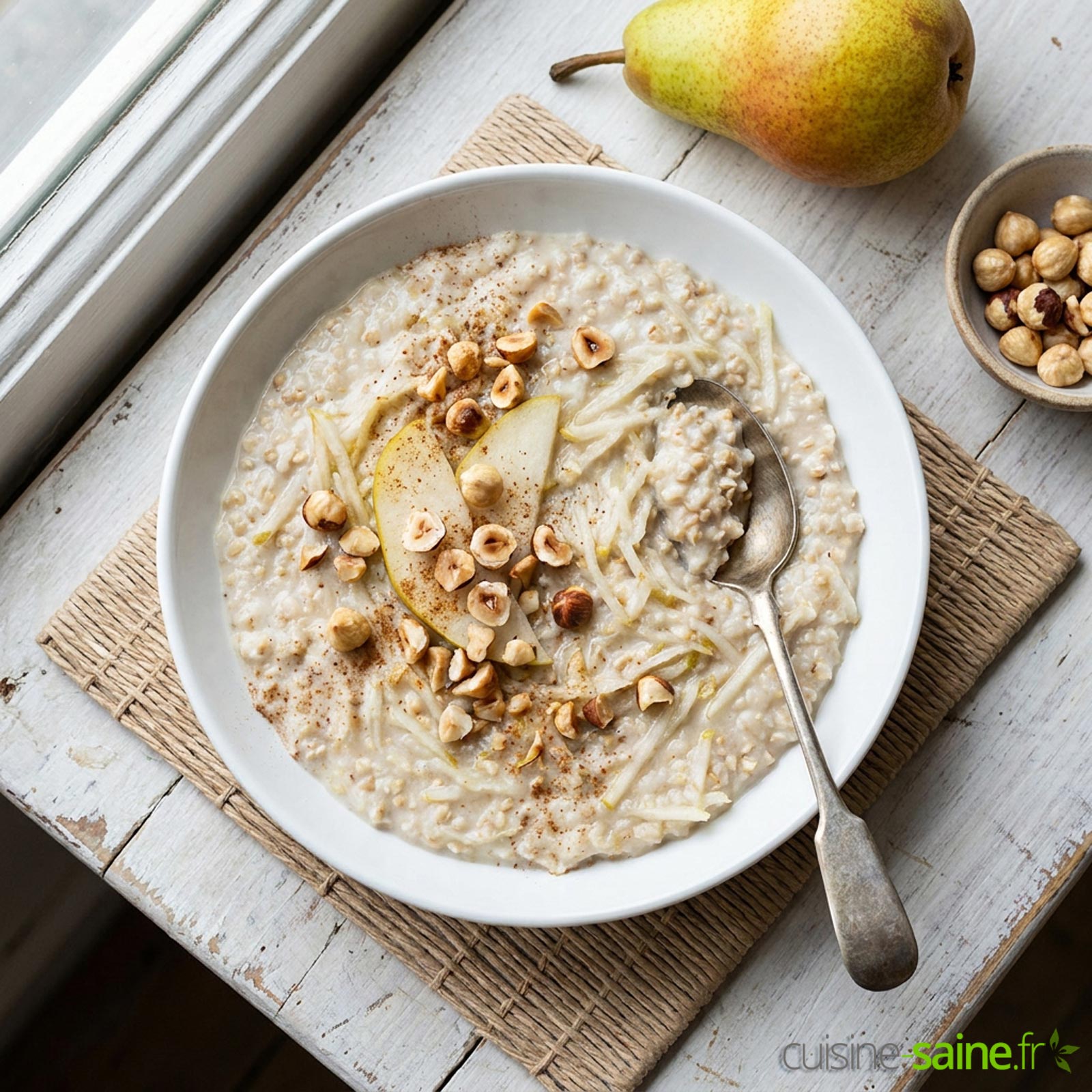 Bircher sans gluten poire-noisette - Cuisine Saine