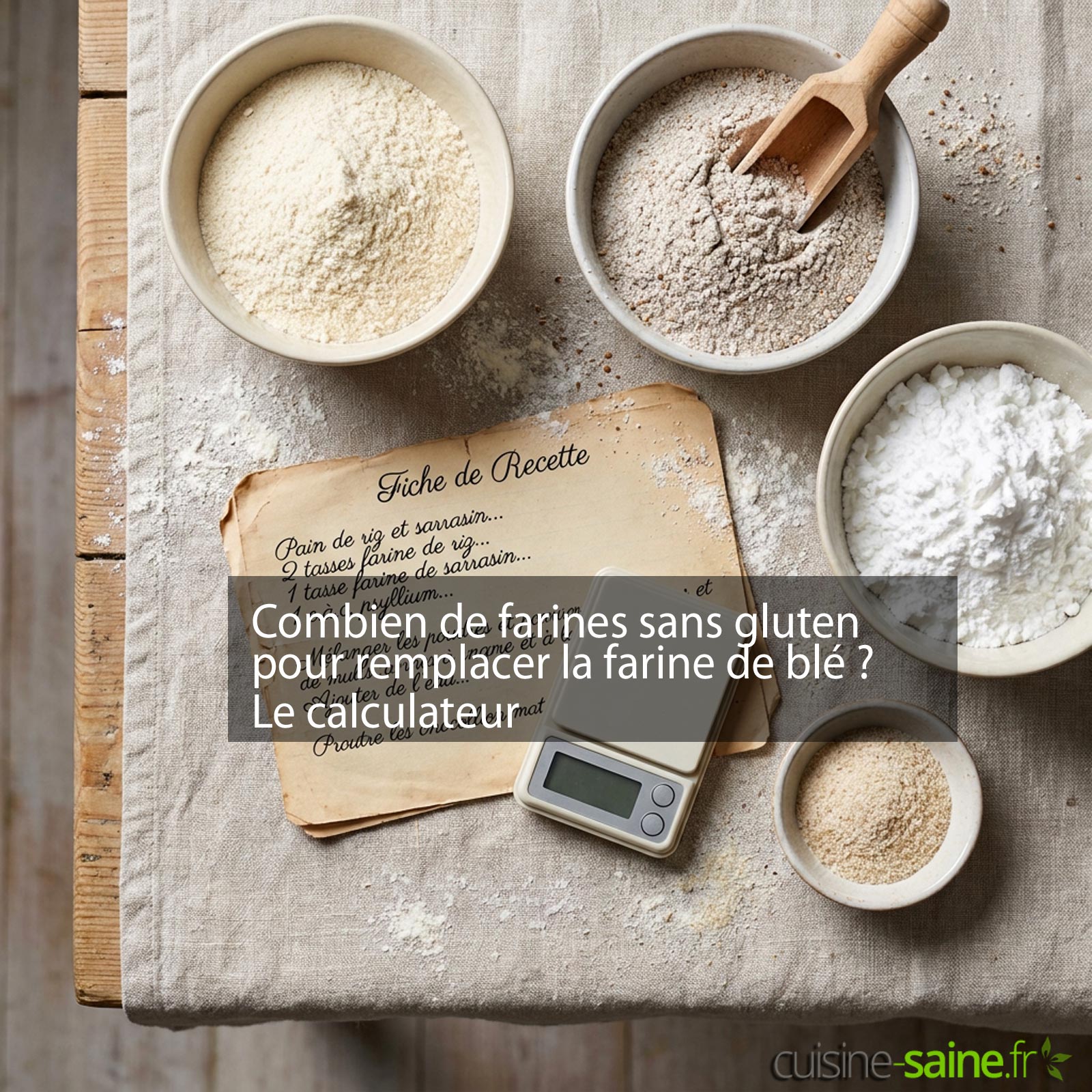 Combien de farines sans gluten pour remplacer la farine de blé ? Le calculateur
