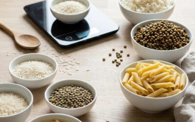 Poids cru / poids cuit : riz, pâtes, légumineuses + calculateur