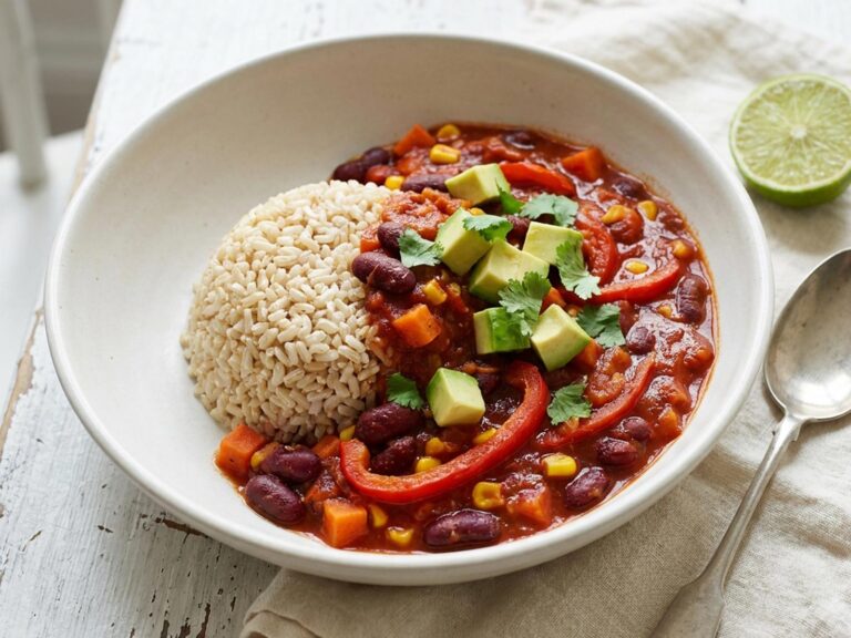 Recette de chili de haricots rouges sans gluten et sans lactose au riz complet
