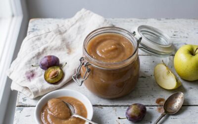 Compote pomme-quetsche sans sucre en bocaux